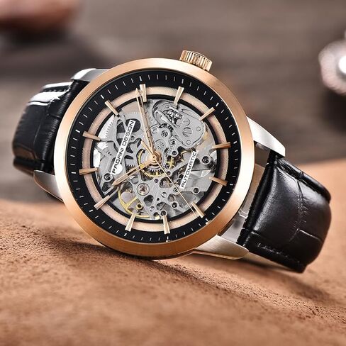 Pagani Design Classic Fashion Men's Skeleton Automatic Mechanical Watch Leather Strap Stainless Steel Self-Winding Waterproof Business Analogue Sports Wristwatch in Saudi Arabia