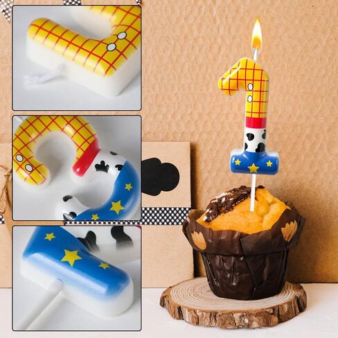 Toys Inspired Game Birthday Number Candles, Cartoon Story Number Candles, Cartoon Cake Decorations, Birthday Decoration Supplies, Suitable for Boys and Girls Party Celebrations (2) in Kuwait
