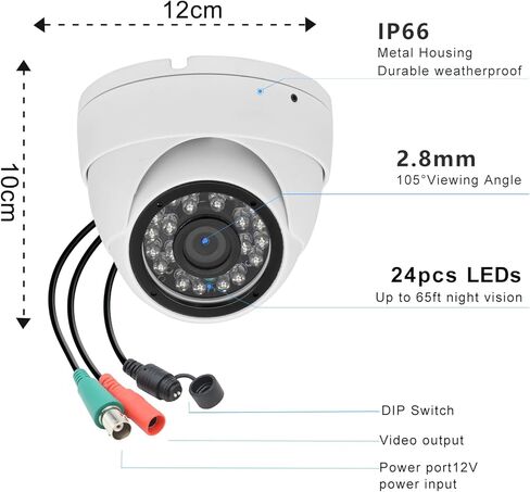 1080p CCTV كاميرا (Hybrid 4-in-1 HD-CVI/TVI/AHD/960H التناظرية CVBs) داخلي في الهواء الطلق ، 6pcs IR-LEDS ، ICR ، عدسة 2.8 مم ، زاوية 105 درجة ، السكن المعدني الكامل ، ل 960 ساعة ، 720 بكسل ، 720 بكسل ، 1080p ، 5mp ، 4K التناظرية DVR in Kuwait