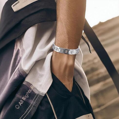 Masculine Watch Band Stainless Steel Link Bracelet Jewelry, To Father Man Boyfriend Husband Son Bracelet Gifts in Saudi Arabia