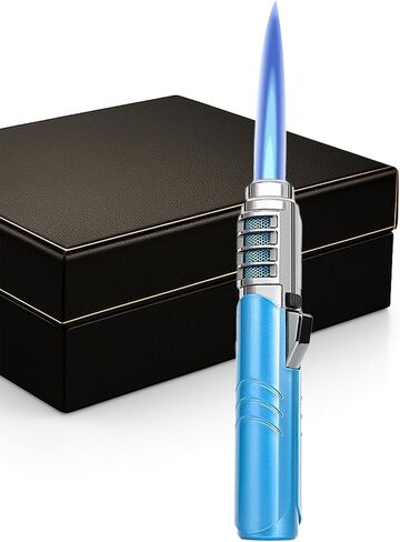 Butane Torch Windproof Blow Torch Lighter Strong Flame Refillable Butane Lighters with Flame Lock for Kitchen Outdoor BBQ Grill Firepit (Butane Not Included)(Black) in Kuwait