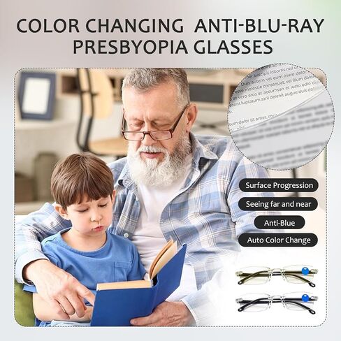 panthra 4 Presbyopic Glasses, Smart Zoom Glasses, with Box and Cloth, Smart Zoom Technology, Comfortable Nose Pads, Tough Frames, Suitable for Daily Office Study (White + Yellow) in Saudi Arabia