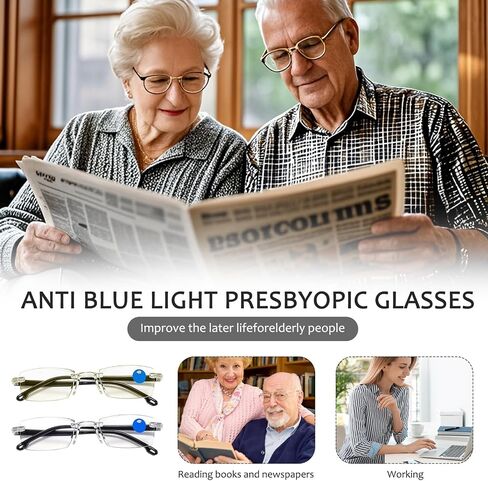 panthra 4 Presbyopic Glasses, Smart Zoom Glasses, with Box and Cloth, Smart Zoom Technology, Comfortable Nose Pads, Tough Frames, Suitable for Daily Office Study (White + Yellow) in Saudi Arabia