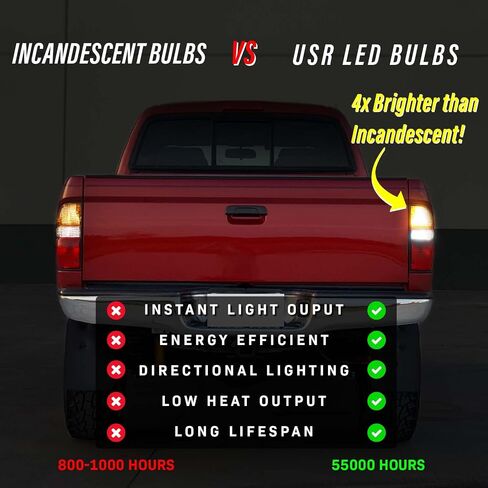 USR 05-15 Tacoma Pickup License Plate Light – LED Rear Lamps (Left + Right) Pair - Compatible with 2005-2015 Toyota Tacoma Pick Up 00-13 Tundra Truck All Models (LED WHITE 6000K/ RED U SHAPE UPGRADE) in Saudi Arabia