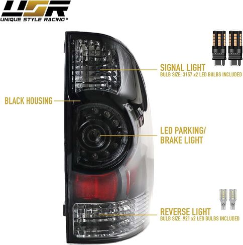 USR 05-15 Tacoma Pickup License Plate Light – LED Rear Lamps (Left + Right) Pair - Compatible with 2005-2015 Toyota Tacoma Pick Up 00-13 Tundra Truck All Models (LED WHITE 6000K/ RED U SHAPE UPGRADE) in Saudi Arabia