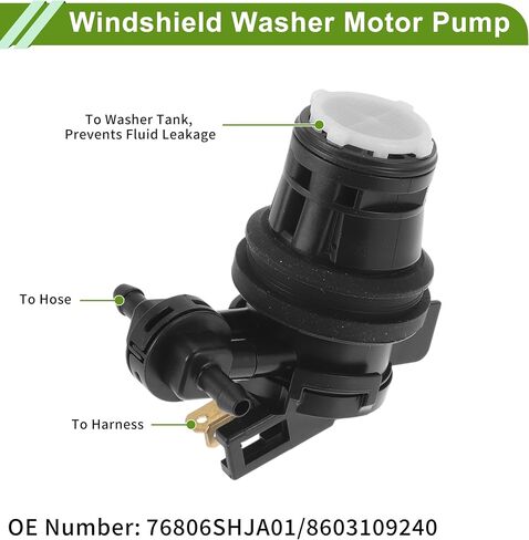 ACROPIX Windshield Washer Pump with Grommet for HONDA Odyssey 2005-2010 Front Washer Fluid Pump Windshield Wiper Pump No.76806SHJA01/8603109240 Black 1 Set in Saudi Arabia