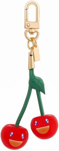 Decorative Cherry Keychain Charm, Red and Green, Gold Metal Clasp in Saudi Arabia
