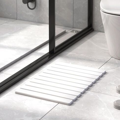 Stone Bath Mat, Non-Slip Super Absorbent Diatomaceous Earth Bath Mat, Foldable Quick Drying Shower Mats for Bathroom Floor, 23.6 x 15.5 Inch Bathtub Mat, Easy to Clean & Store, Gray in Saudi Arabia