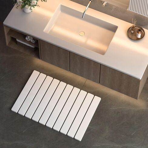 Stone Bath Mat, Non-Slip Super Absorbent Diatomaceous Earth Bath Mat, Foldable Quick Drying Shower Mats for Bathroom Floor, 23.6 x 15.5 Inch Bathtub Mat, Easy to Clean & Store, Gray in Saudi Arabia
