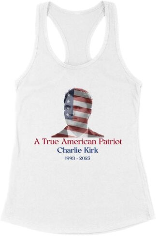 True American Patriot Charlie Kirk Tank Top Fitted Racerback Women's in Saudi Arabia
