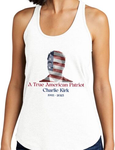 True American Patriot Charlie Kirk Tank Top Fitted Racerback Women's in Saudi Arabia