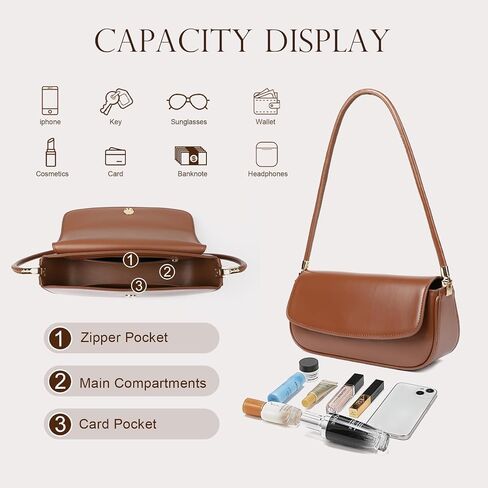 Leather Shoulder Bags for Women, Mini Cute Everyday Purses Trendy, Women's Hobo Handbags with Magnetic Closure in Saudi Arabia
