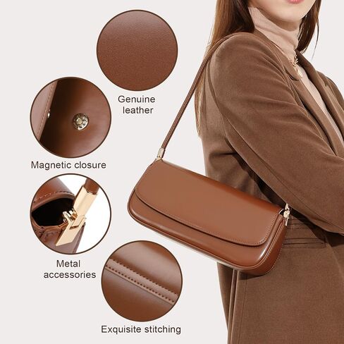 Leather Shoulder Bags for Women, Mini Cute Everyday Purses Trendy, Women's Hobo Handbags with Magnetic Closure in Saudi Arabia