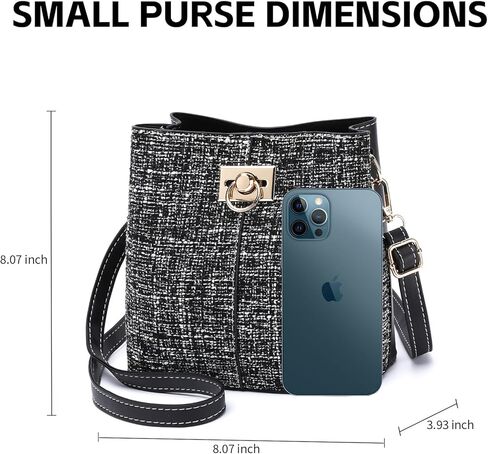 Cross Body Purse for Woman Trendy,Crossbody Bucket Bags-PU Leather with Adjustable Shoulder Strap, Multiple Pockets in Kuwait