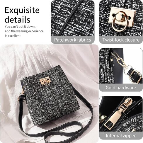 Cross Body Purse for Woman Trendy,Crossbody Bucket Bags-PU Leather with Adjustable Shoulder Strap, Multiple Pockets in Kuwait