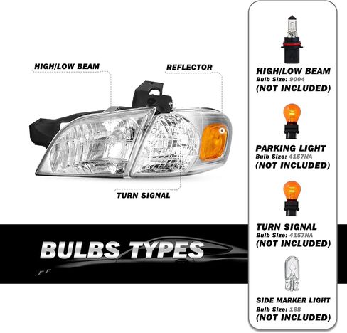 4pcs Fits for 1997-2005 Chevy Venture / 97-05 Pontiac / 97-04 Oldsmobile Silhouette Halogen Headlight with Side Marker Lights Assembly Set Pair (Chrome Housing with Amber Reflector) in Saudi Arabia