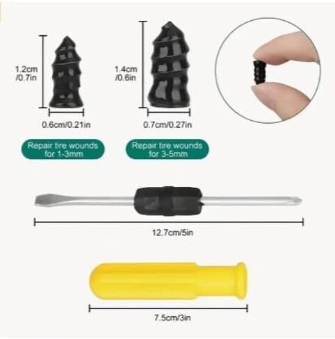 61pcs Quick Tire Repair Kit with Vacuum Rubber Plugs & Screwdriver - Fit for Cars, Motorcycles, Trucks & Bikes in Saudi Arabia