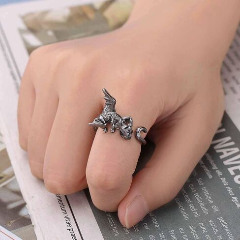 Andelaisi Boho Dragon Wrap Open Ring - Silver Ancient Dragon Open Knuckle Ring - Punk Stacking Jewelry for Women in Saudi Arabia