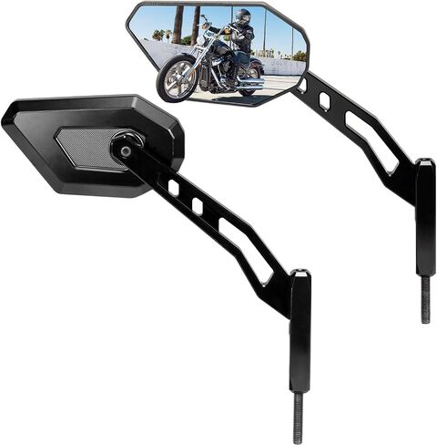 KEMIMOTO Aluminum 8mm Motorcycle Rear View Side Mirror Adjustable Height Bracket Compatible with Softail Dyna Sportster Road King Electra Glide Road Glide 1982-2024 in Saudi Arabia