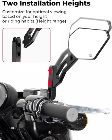 KEMIMOTO Aluminum 8mm Motorcycle Rear View Side Mirror Adjustable Height Bracket Compatible with Softail Dyna Sportster Road King Electra Glide Road Glide 1982-2024 in Saudi Arabia