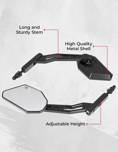 KEMIMOTO Aluminum 8mm Motorcycle Rear View Side Mirror Adjustable Height Bracket Compatible with Softail Dyna Sportster Road King Electra Glide Road Glide 1982-2024 in Saudi Arabia