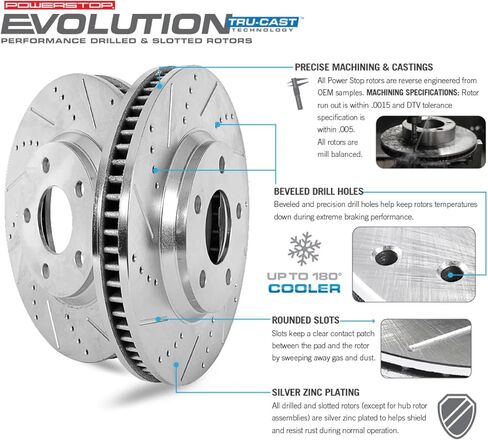 زوج دوار مشقوق ومثقوب للتطور الخلفي JBR1540XPR من Power Stop لـ Scion tC 2011-2016 [نموذج محدد] in Saudi Arabia