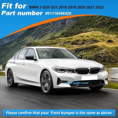 Car Front Bumper Tow Hook Cover Cap Towing Eye Fit For BMW 3 Series G20 Sedan G21 Wagon Fit 316d 318dX 2019 2020 2021 2022 (Carbon Black) 51118496520 Only suitable for Standard Package edition in Saudi Arabia