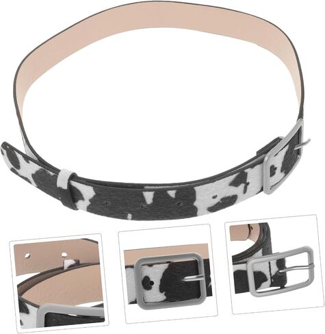 VALICLUD Simulated Horsehair Belt for Women - Adjustable Pu Leather Cow Print Waist Belt 39.37 X 2.16 X 1.57 Inches Perfect for Jeans and Dresses in Saudi Arabia