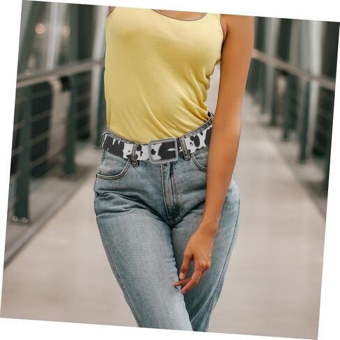 VALICLUD Simulated Horsehair Belt for Women - Adjustable Pu Leather Cow Print Waist Belt 39.37 X 2.16 X 1.57 Inches Perfect for Jeans and Dresses in Saudi Arabia