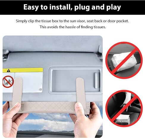 Car Tissue Holder, Leather Sun Visor Hanging Napkin Holder with Tissue Refill, Clip-On Visor Mask Dispenser Premium Paper Towels Case for Vehicles, Universal Car Accessories (Black) in Saudi Arabia