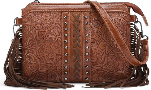 SENDEFN Fashion Women Fringe Crossbody Handbag PU Leather Hobo Bag Tassel Purse Vintage in Kuwait