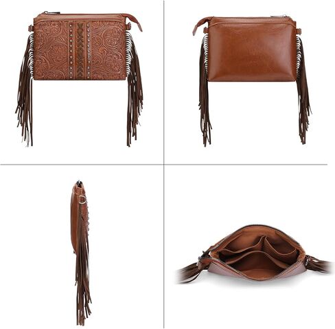 SENDEFN Fashion Women Fringe Crossbody Handbag PU Leather Hobo Bag Tassel Purse Vintage in Kuwait