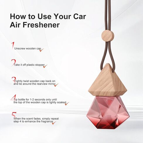 Car Air Freshener Hanging, 2 Pcs Gardenia Scent Drift Car Air Freshener, Wooden Fragrance Expanding Bottle Cap, 10ml Per Bottle, Used for Car Decoration and Fresh Air (Gardenia) in Saudi Arabia