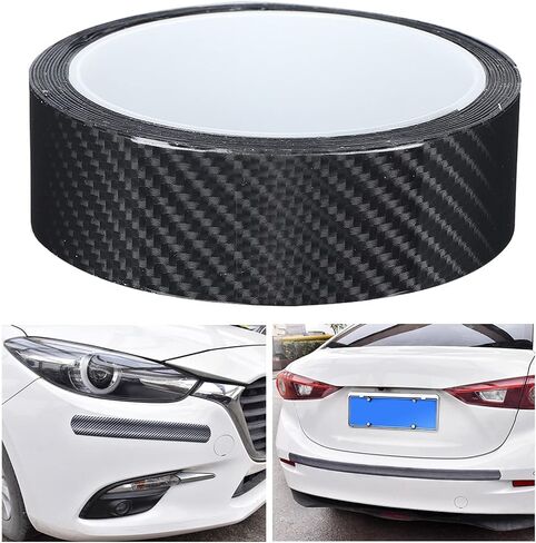 Carbon Fiber Strips Anti Scratch Carbon Fiber Protective Film Dry Carbon Fibre Detailing Wrap Tape Car Door Guard Sticker Black Carbon Fibre Detailing Wrap (3CM*3M) in Saudi Arabia