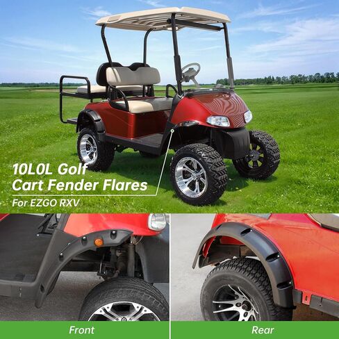 10L0L Golf Cart Fender Flares for Club Car DS 1994-Up Front & Rear Standard Fender Flares with Metal Hardware (Set of 4)-NOT For Modified Vehicles in Saudi Arabia