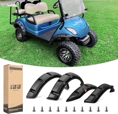 10L0L Golf Cart Fender Flares for Club Car DS 1994-Up Front & Rear Standard Fender Flares with Metal Hardware (Set of 4)-NOT For Modified Vehicles in Saudi Arabia