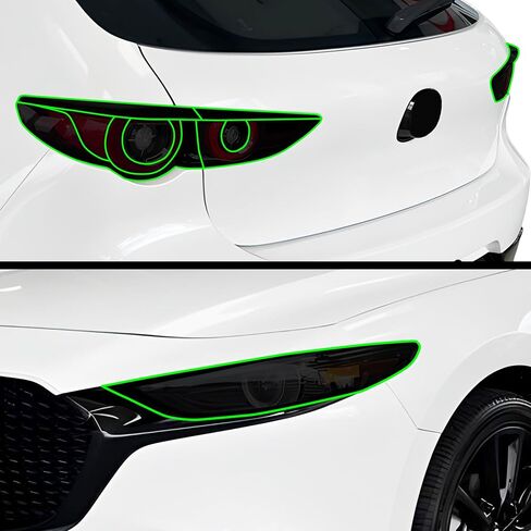 BOGAR TECH DESIGNS Full Headlight Taillight Tint Kit Fits Mazda 3 Sedan 2019-2025, Dark Smoke in Saudi Arabia