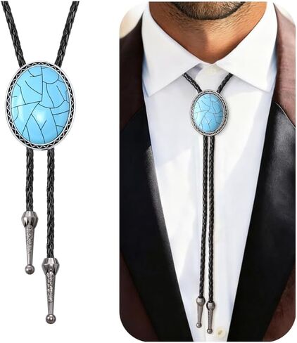 LOLIAS Bolo Tie للرجال - أزياء رعاة البقر الجلدية ربطة العنق حبل القلائد الغربية Halloween Bolo Tie Accessories للنساء والرجال in Saudi Arabia
