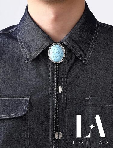 LOLIAS Bolo Tie للرجال - أزياء رعاة البقر الجلدية ربطة العنق حبل القلائد الغربية Halloween Bolo Tie Accessories للنساء والرجال in Saudi Arabia