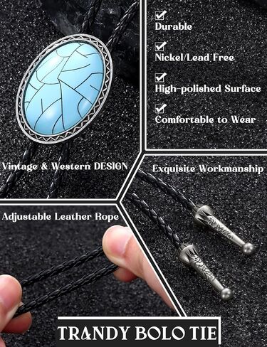 LOLIAS Bolo Tie للرجال - أزياء رعاة البقر الجلدية ربطة العنق حبل القلائد الغربية Halloween Bolo Tie Accessories للنساء والرجال in Saudi Arabia