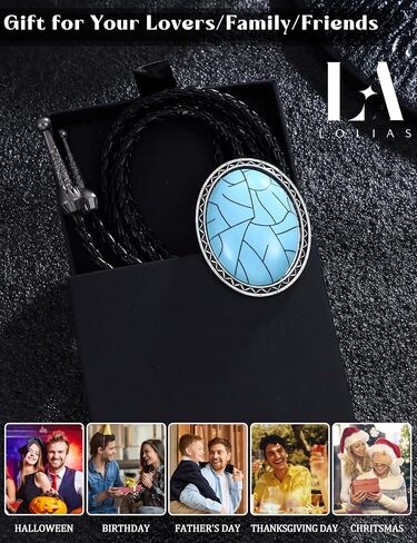LOLIAS Bolo Tie للرجال - أزياء رعاة البقر الجلدية ربطة العنق حبل القلائد الغربية Halloween Bolo Tie Accessories للنساء والرجال in Saudi Arabia