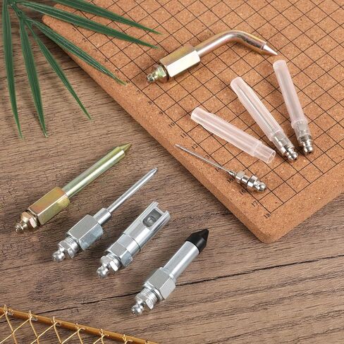 8pcs Grease Gun Accessory Kit, Fittings Include 3 Grease Nozzles, 1 Needle Dispenser, Rubber Tip Joint Nipple, Straight Nozzle & Bent Adapter Coupler for Tight Spaces in Saudi Arabia