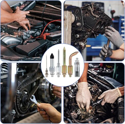 8pcs Grease Gun Accessory Kit, Fittings Include 3 Grease Nozzles, 1 Needle Dispenser, Rubber Tip Joint Nipple, Straight Nozzle & Bent Adapter Coupler for Tight Spaces in Saudi Arabia