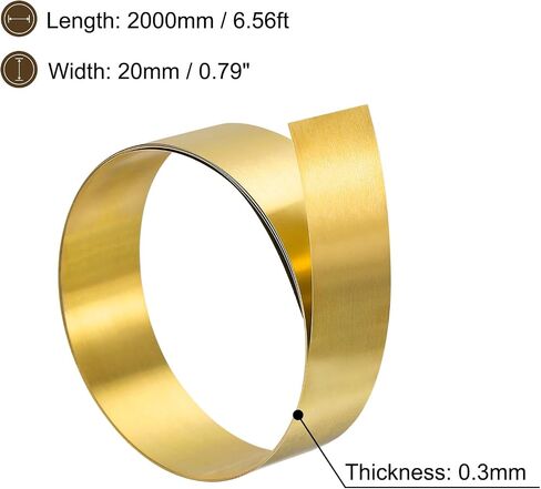 uxcell Brass Sheet Roll, 2000mm x 10mm x 0.2mm Brass Foil Roll Brass Strip for Crafts, Electrical Repairs, Grounding in Saudi Arabia