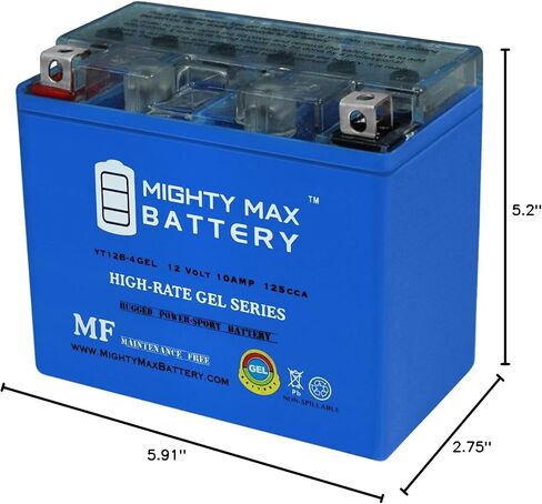 Mighty Max Battery YT12B-4 GEL 12V 10Ah Battery for Yamaha XVS650 V-Star All 650cc 98-14 in Saudi Arabia
