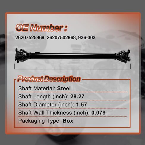 936-303 مجموعة عمود الدفع الأمامي الكامل لعمود الدفع المتوافق مع BMW 325xi 2001-2005، 330xi 2001-2004، X3 2004-2010، AWD، استبدال OE 26207525969، 26207502968، 936-303 in Saudi Arabia