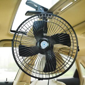 12v Clip Fan for Car,10 inch Portable 180° Rotation Oscillating 12 Volt DC Desk Fan,2 Speed Car Fans that Blow Cold Air,Clip on Fan for RV,Truck,SUV and Vehicles(Black)