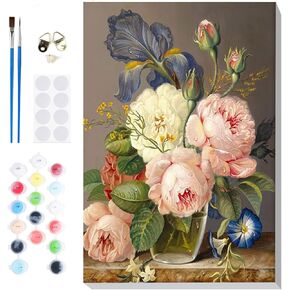 vindija الطلاء بالأرقام عدة للبالغين والأطفال المبتدئين، الزهور الكبار الطلاء حسب الأرقام مجموعات على قماش مؤطرة، اللون بالأرقام للبالغين، مجموعات الحرف الفنية للفتيات الذين تتراوح أعمارهم بين 8-12 الكبار، 8x12in in Kuwait