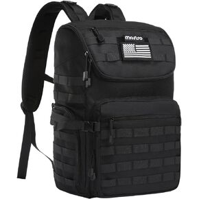 MOSISO 21L Tactical Backpack, Top Open Military Daypack 3 Day Assault Pack Army Rucksack Bug Out Bag with Laptop Compartment&USA Flag Patch for Men Women Sport Outdoor Hiking Camping Training, Black