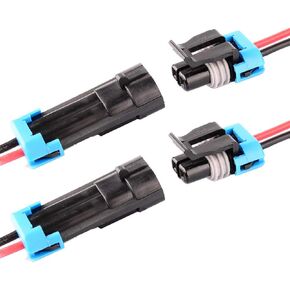 2 Pin Way Car Waterproof Electrical Connector Plug with Wire AWG Marine Pack of 2